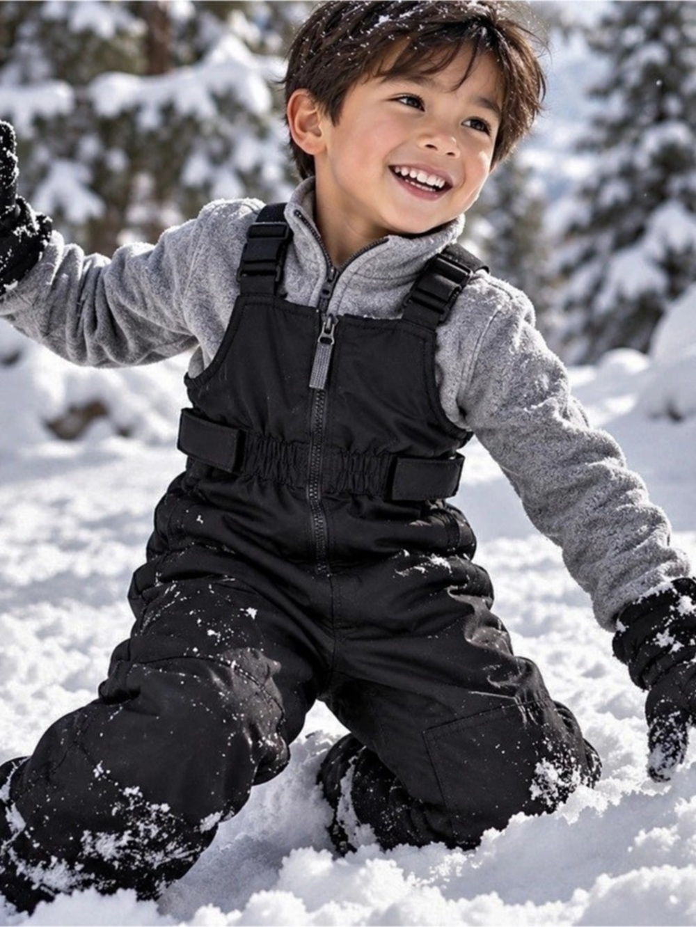 Cherokee Kids Black Snow Bib Overalls